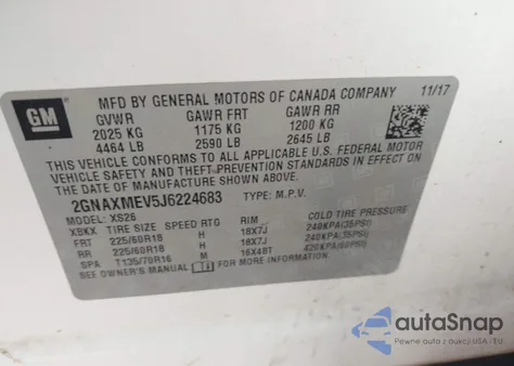 2018 Chevrolet Equinox Premier from USA, damaged, VIN 2GNAXMEV5J6224683